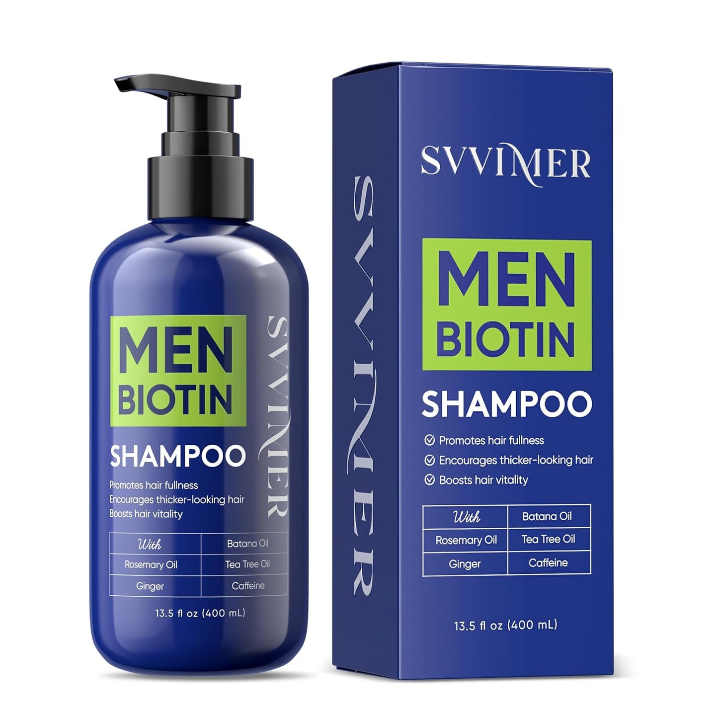 Svvimer Hair Growth Shampoo for Men - Biotin & Rosemary Formula for Thinning Hair - 13.5 Fl Oz