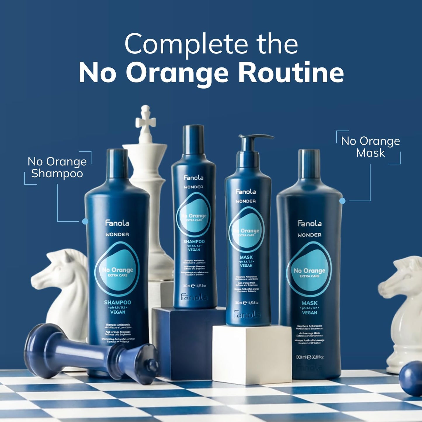 Fanola Wonder No Orange Hair Mask - Blue Toner for Brassy Hair - Deep Conditioning Vegan Formula | 33.8 Ounce