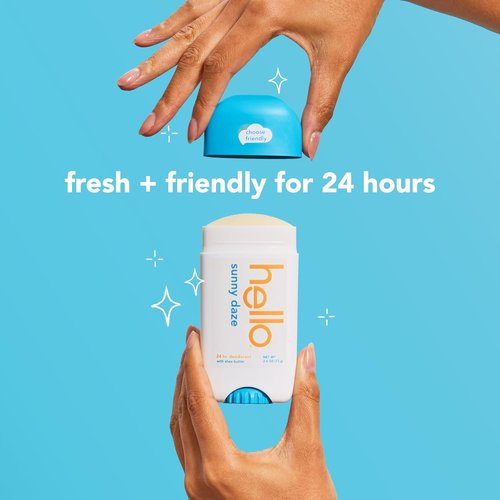 Hello Sunny Daze Aluminum-Free Deodorant - 24-Hour Freshness with Shea Butter | 2.6 oz Stick, 2-Pack
