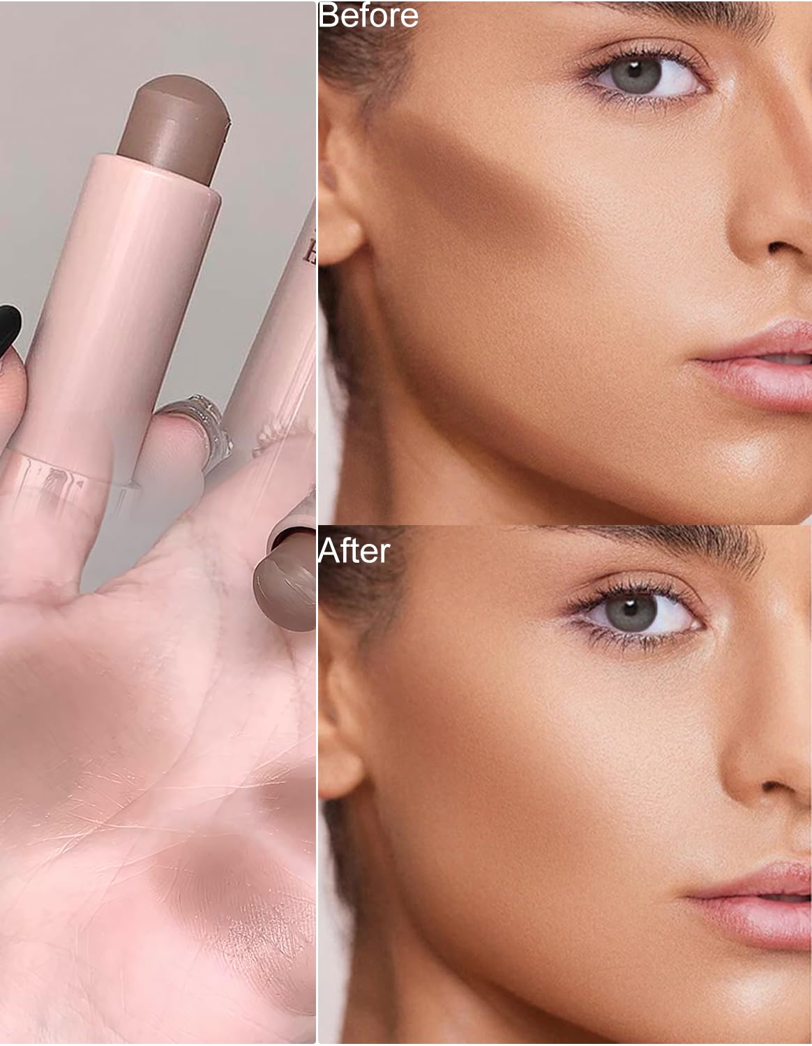 Skiennix Contour Stick - Blendable Matte Bronzer for Natural Face Shaping - Cold Grey Brown, Travel Size