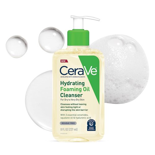 CeraVe Hydrating Foaming Oil Cleanser - Moisturizing Formula with Squalane & Hyaluronic Acid | 8 FL Oz