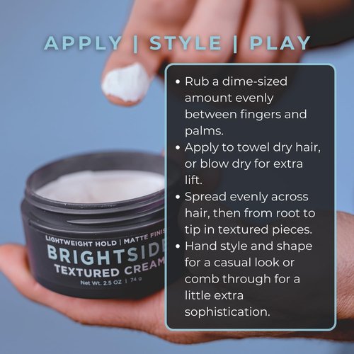 Brightside Textured Cream - Lightweight Hold Matte Finish | Water-Based Clay Blend for All Hair Types