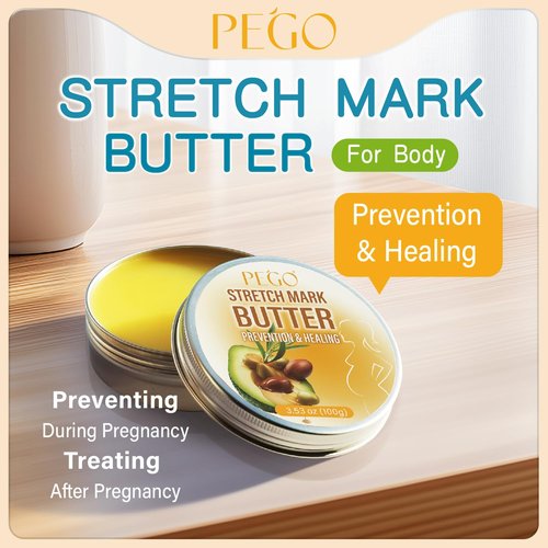 PEGO Stretch Mark Butter - Maternity Cream for Reducing Scars & Moisturizing Skin | 100g/3.53oz