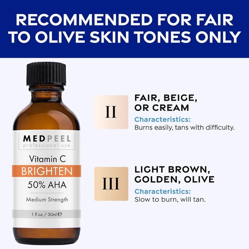 Medpeel Chemical Peel Kit - 50% AHA & Vitamin C for Brightening | Professional Grade, 1oz/30ml (Set of 3)