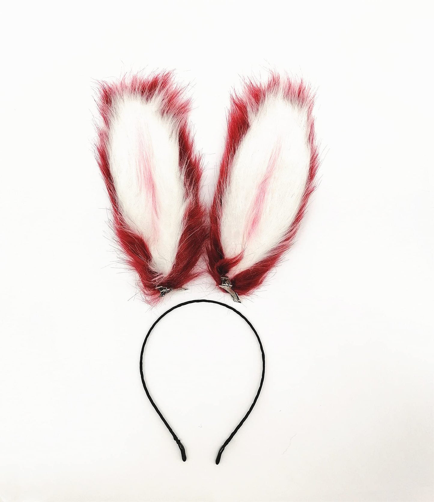 Fxaelian Cosplay Rabbit Bunny Long Ears Headband Hairband Hair Clips Headpeice Halloween Easter Costume Party Headpiece Headwear Hair Accessories White Red