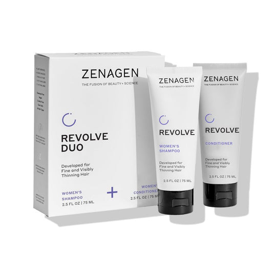 ZENAGEN Revolve Women's Travel Kit | Shampoo + Conditioner for Fine & Visibly Thin Hair, Promotes Thicker Fuller Hair, Plant-Based Formula, Color-Safe, Vegan