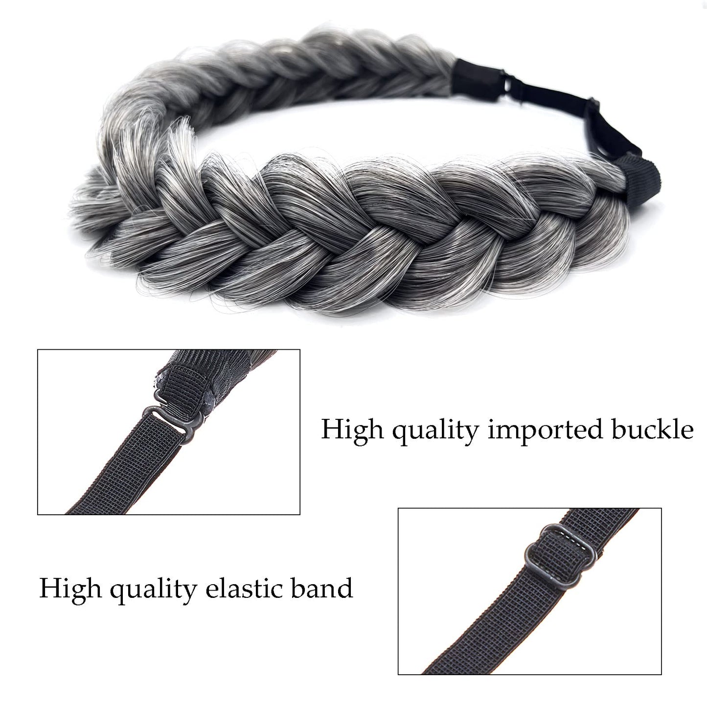 TOECWEGR Synthetic Hair Braided Headband Classic Wide Strands Wedding Disorderly Fluffy Braids Wig Band Women Beauty Accessory