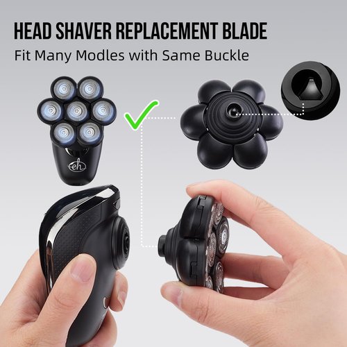 E-Hunter Electric Razor Replacement Blades - 7 Heads Wet/Dry Beard Shaver Blades for Bald Men