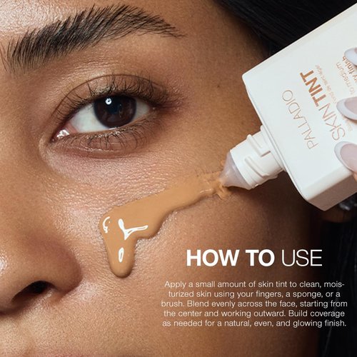 Palladio Skin Tint - Glowy Lightweight Foundation with Aloe & Niacinamide | Dark Caramel, Sheer to Medium Coverage