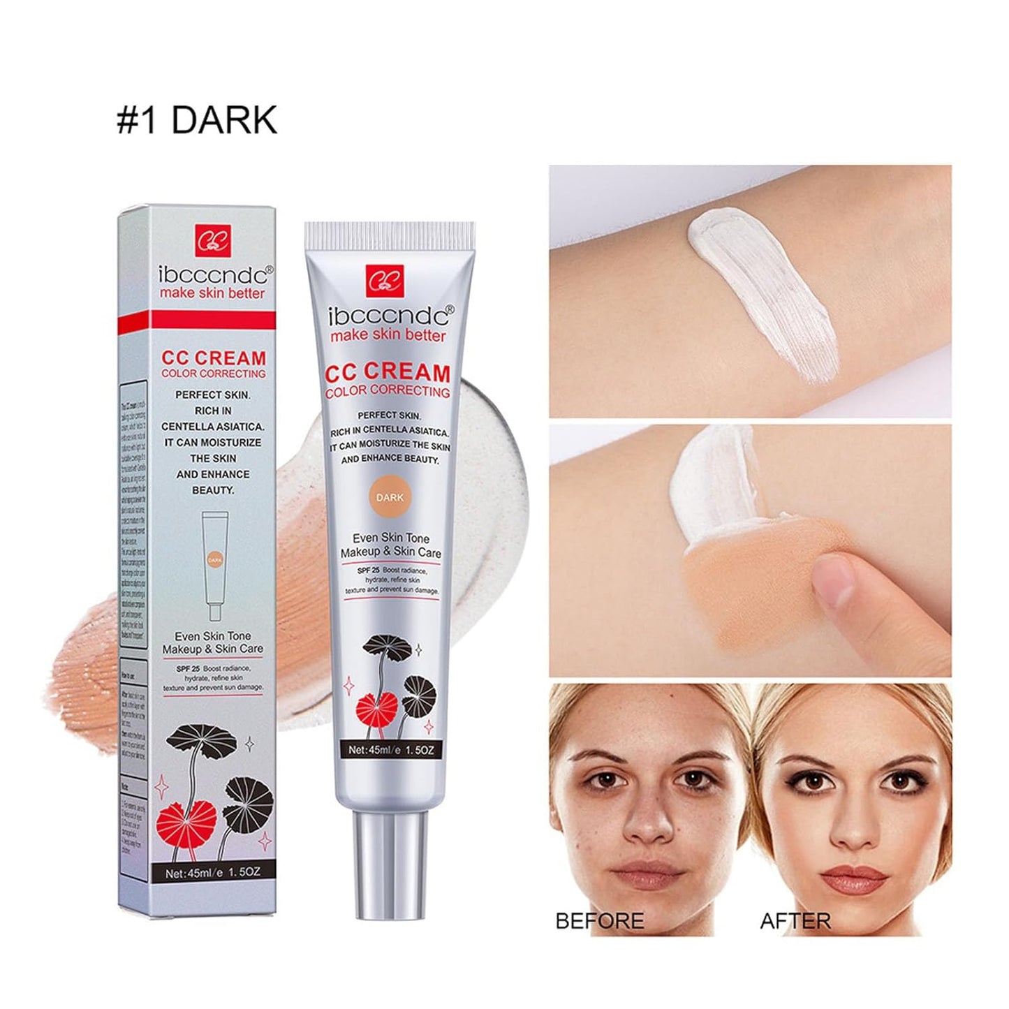 Skiennix Hydrating CC Cream Foundation - Multi-Purpose Primer & Sunscreen with SPF 25 (01)