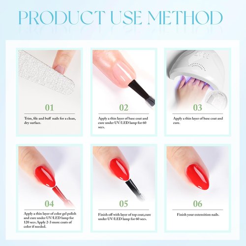 Double Rhythm 15ML Gel Nail Polish Pure Sheer Same Color Same Bottle Soak Off Gel Polish Art Manicure Salon DIY at Home for Women (Mint Green Glow-A1315)