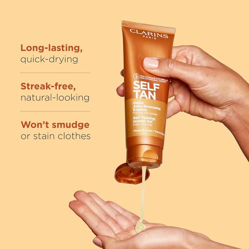 Clarins Self Tanning Tinted Gel - Natural, Streak-Free Self Tanner for Face & Body | Instant, Buildable Tan