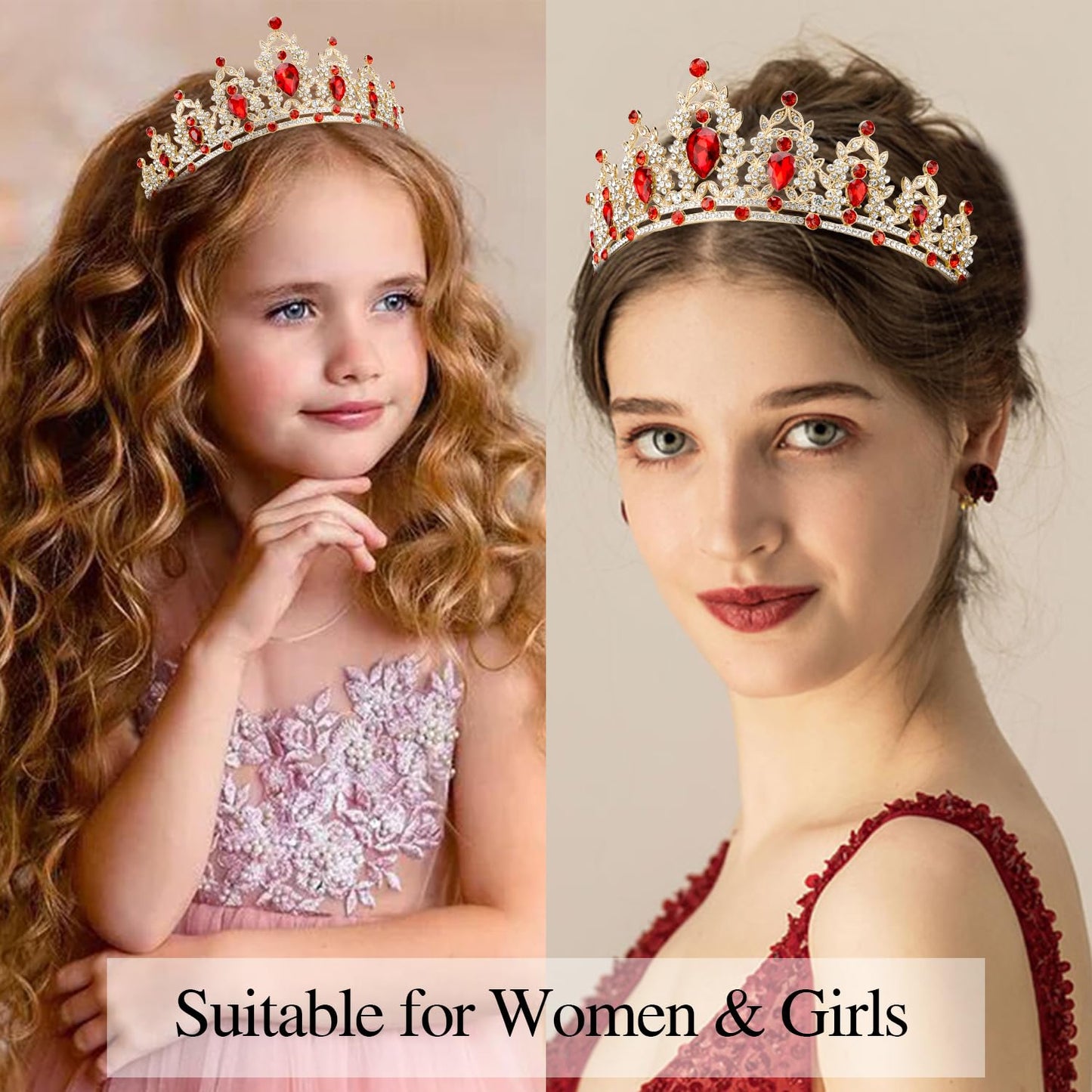 Atoden Red Birthday Crown and Birthday Queen Sash Birthday Girl Tiara Crystal Crown for Women Princess Birthday Party Decorations Rhinestone Headbands Birthday Accessories for Party Gifts