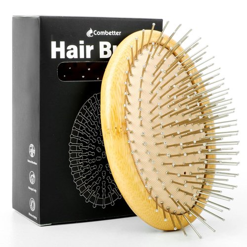 Bamboo Hair Brush by Regine Switzerland - Scalp Massage & Hair Growth Tool for All Ages