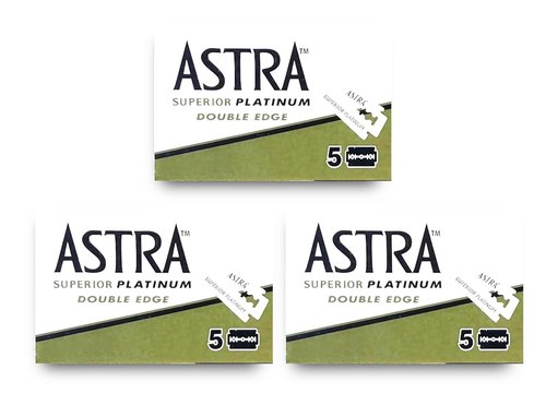 Astra Premium Platinum Double Edge Safety Razor Blades - 15 Count (3 Packs) | Superior Quality