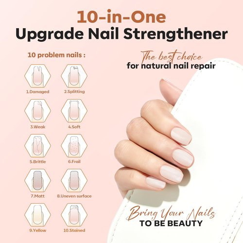 modelones Nail Strengthener and Growth Nail Polish Nail Repair for Damaged Nails Strengthening Polish Gel Ridge Filler for Nails 15ml for Nail Art