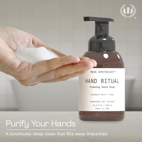 Muse Apothecary Hand Ritual - Nourishing Foaming Hand Soap with Aromatherapy Oils | 11.5 oz Aloe, Eucalyptus & Lavender