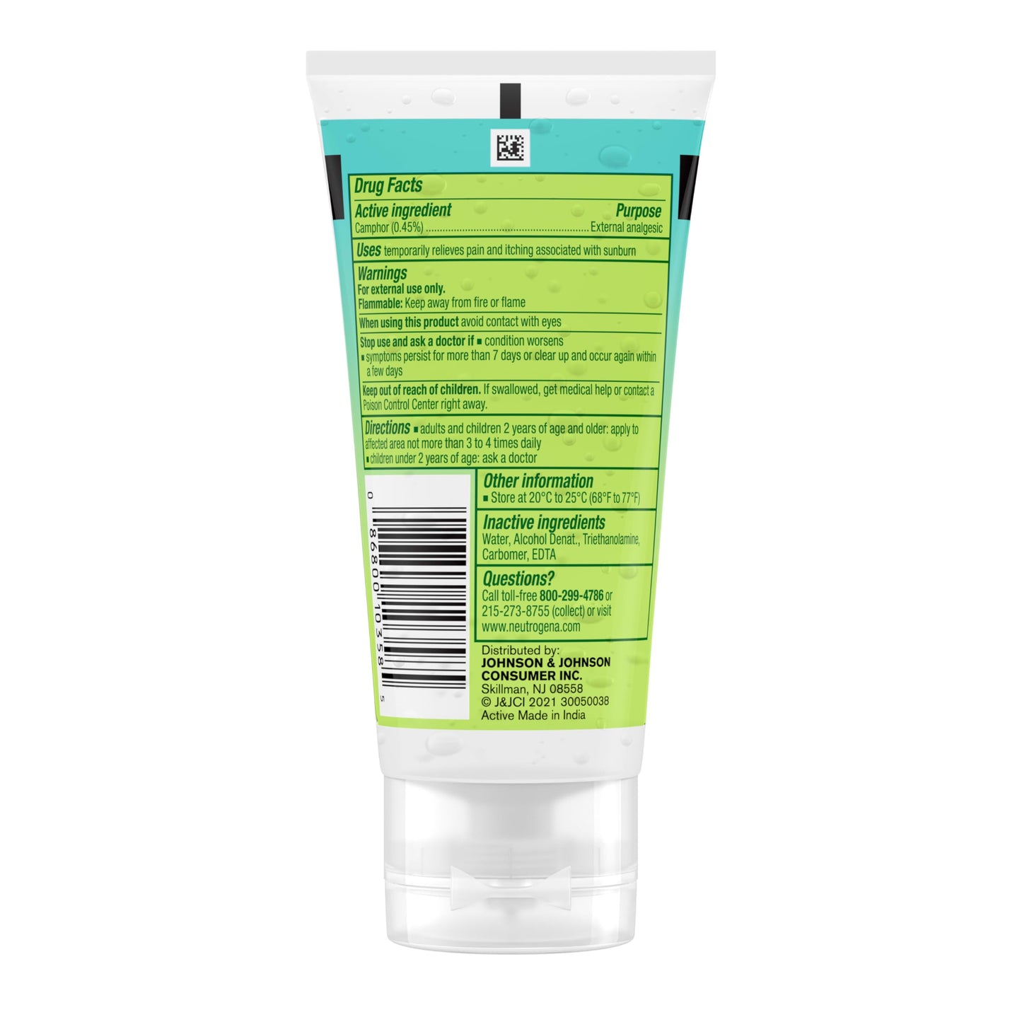 Neutrogena Sun Rescue After Sun Medicated Relief Gel with 0.45% Camphor External Analgesic for Cooling & Soothing, Painful Sunburn & Itch Relief, Fragrance-Free 3 Oz