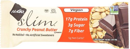 Nugo Nutrition Bar - Crunchy Peanut Butter - Slim & Delicious - 1.59 Oz Bars | Case of 12