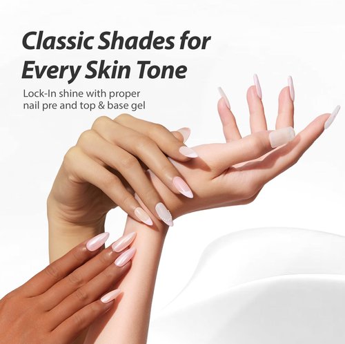 Makartt Jelly White Pink Nude Gel Nail Polish Set 15ml One N'Done 6 Colors Sheer Transparent Gel Polish Kit Salon-Grade UV Nail Art Manicure DIY Salon Home - Peachy Pink