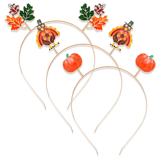 YAHPERN Thanksgiving Fall Headbands for Women Maple Leaf Turkey Pumpkin Head Boppers Autumn Accessories Outfits Gifts