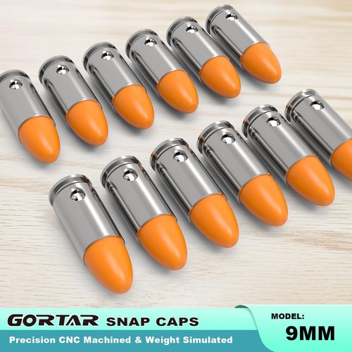 GORTAR 9mm Snap Caps Training Dummy Rounds Practice Safe Loading Firing Close to Real Weight Targets & Accessories -12 Pcs