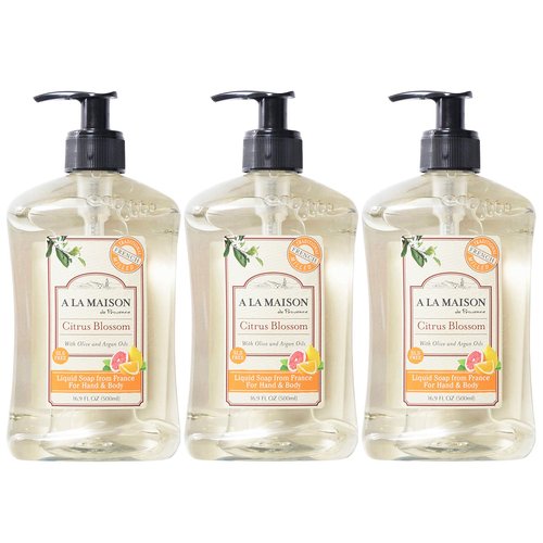 A LA MAISON French Liquid Hand Soap - Citrus Blossom Scent | Natural, Vegan & Biodegradable (16.9 oz, 3 Pack)