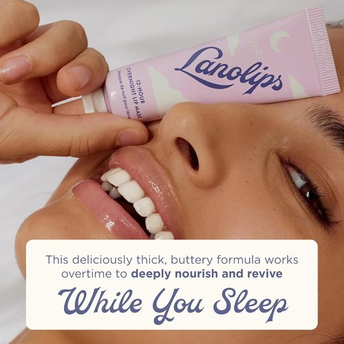 Lanolips 12 Hour Overnight Lip Mask - Hydrating Lip Balm with Hyaluronic Acid & Vitamin C - Restore & Soften While You Sleep - Cruelty-Free (0.52 oz / 15 g)