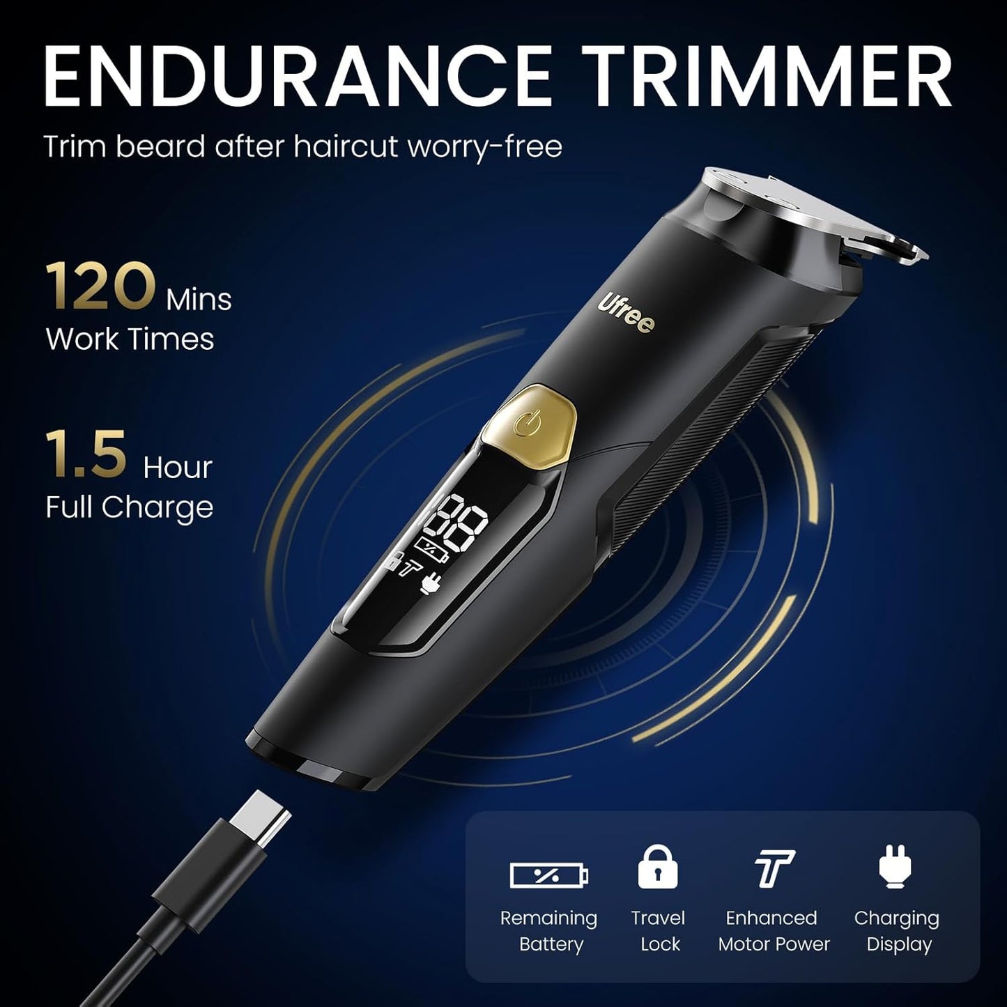Ufree 3-in-1 Beard Trimmer - IPX6 Waterproof Electric Razor & Hair Clippers | Perfect Gift for Men