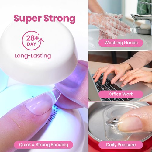 Beetles Gel Nail Kit Etch-X, Almond Short, 288pcs 12 Sizes Nail Tips, with 10ml Hema-Free Nail Glue Gel, Glue on Nails for Acrylic Press On Nail, Pre-Etched Half Matte Extension Set for Home DIY