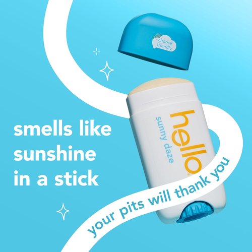 Hello Sunny Daze Aluminum-Free Deodorant - 24-Hour Freshness with Shea Butter | 2.6 oz Stick, 2-Pack