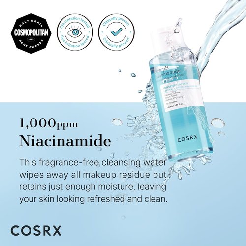 COSRX Low pH Niacinamide Micellar Cleansing Water - Gentle Daily Wash for Sensitive Skin | 3.38 fl. oz.