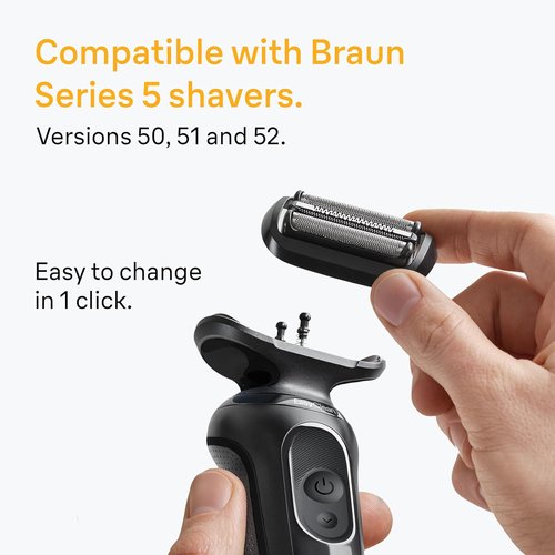 Braun Series 5 Replacement Shaver Head - Effortless Attachment for a Like-New Shave | Compatible with 54B, Black
