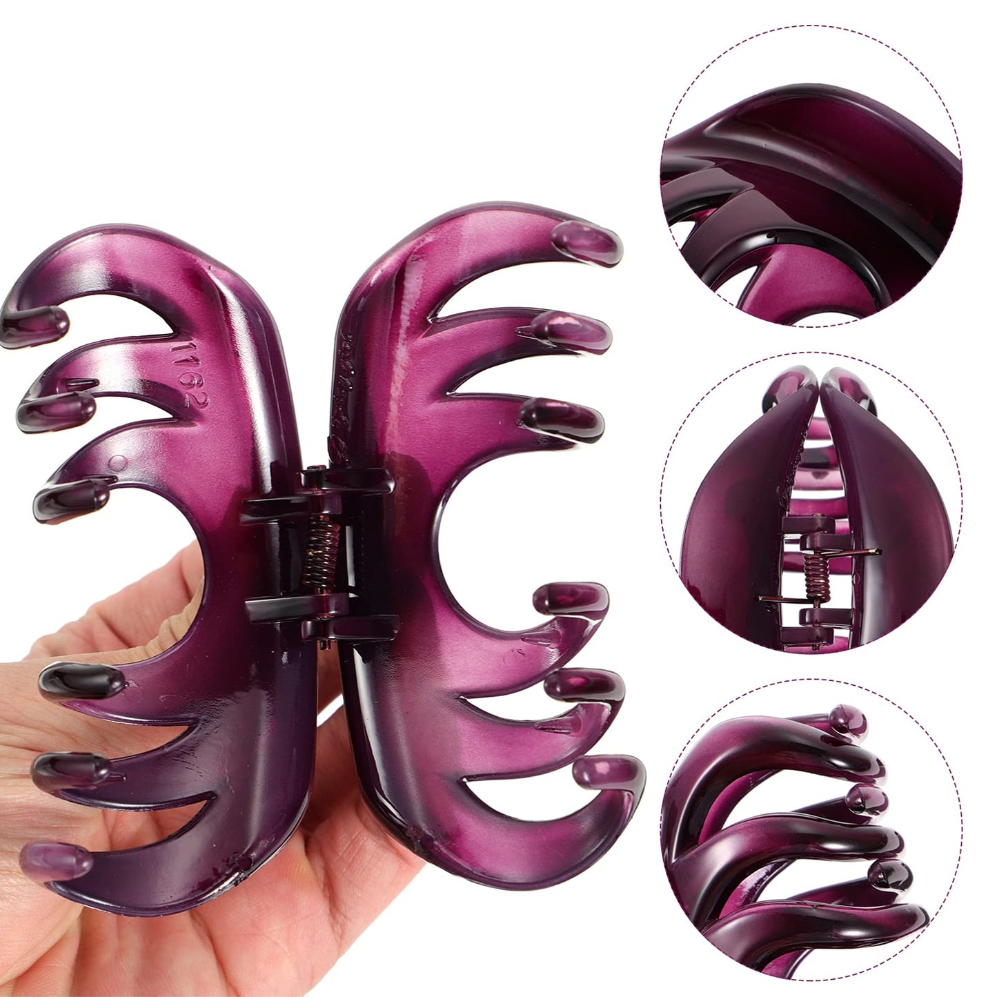 Beaupretty 2pcs Octopus Clip No-Slip Grip Women Hair Claw Clamp Large Hair Claw Clips Delicate Acrylic Hair Jaw Clips Purple