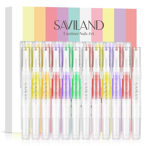 SAVILAND Cuticle Oil Pen - 12PCS Revitalizing Formula with Vitamin E for Overnight Repair & Softening