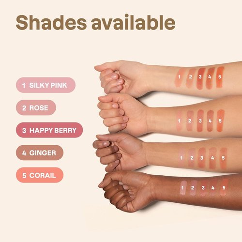 ATTITUDE Oceanly Blush Stick - Plastic-Free, EWG Verified, Vegan & Cruelty-Free | Happy Berry, 0.3 Ounces