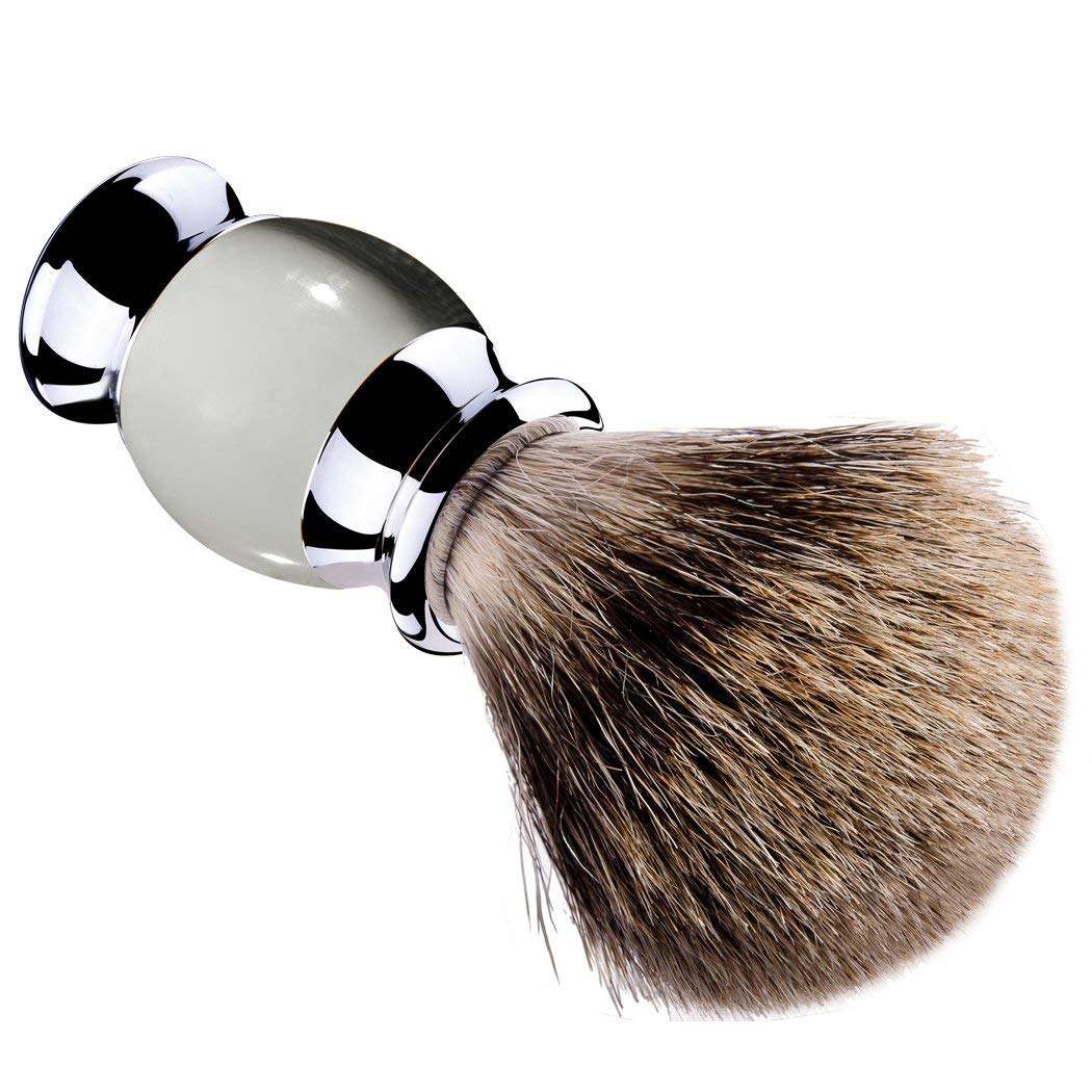 Grandslam Finest Badger Shaving Brush with Resin Handle- Engineered for the Best Shave of Your Life (Gray)