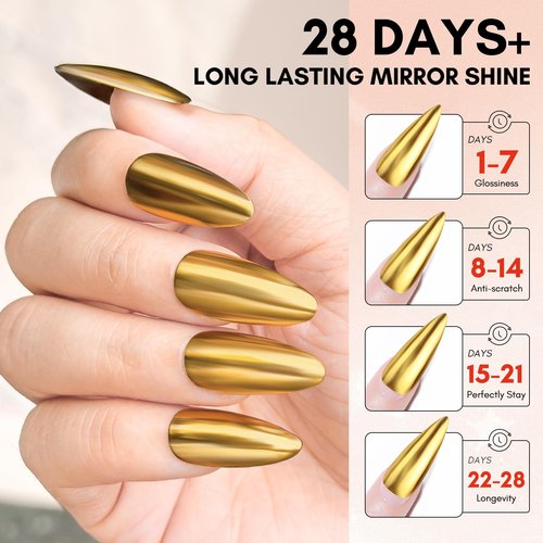 Makartt Gel Top Coat for Chrome Nail Powder - 15ml Clear No Wipe High Gloss Top Coat Gel Nail Polish Mirror Shine Long Lasting Easy Application, Soak off UV Lamp, DIY Home Salon Art Spring Design