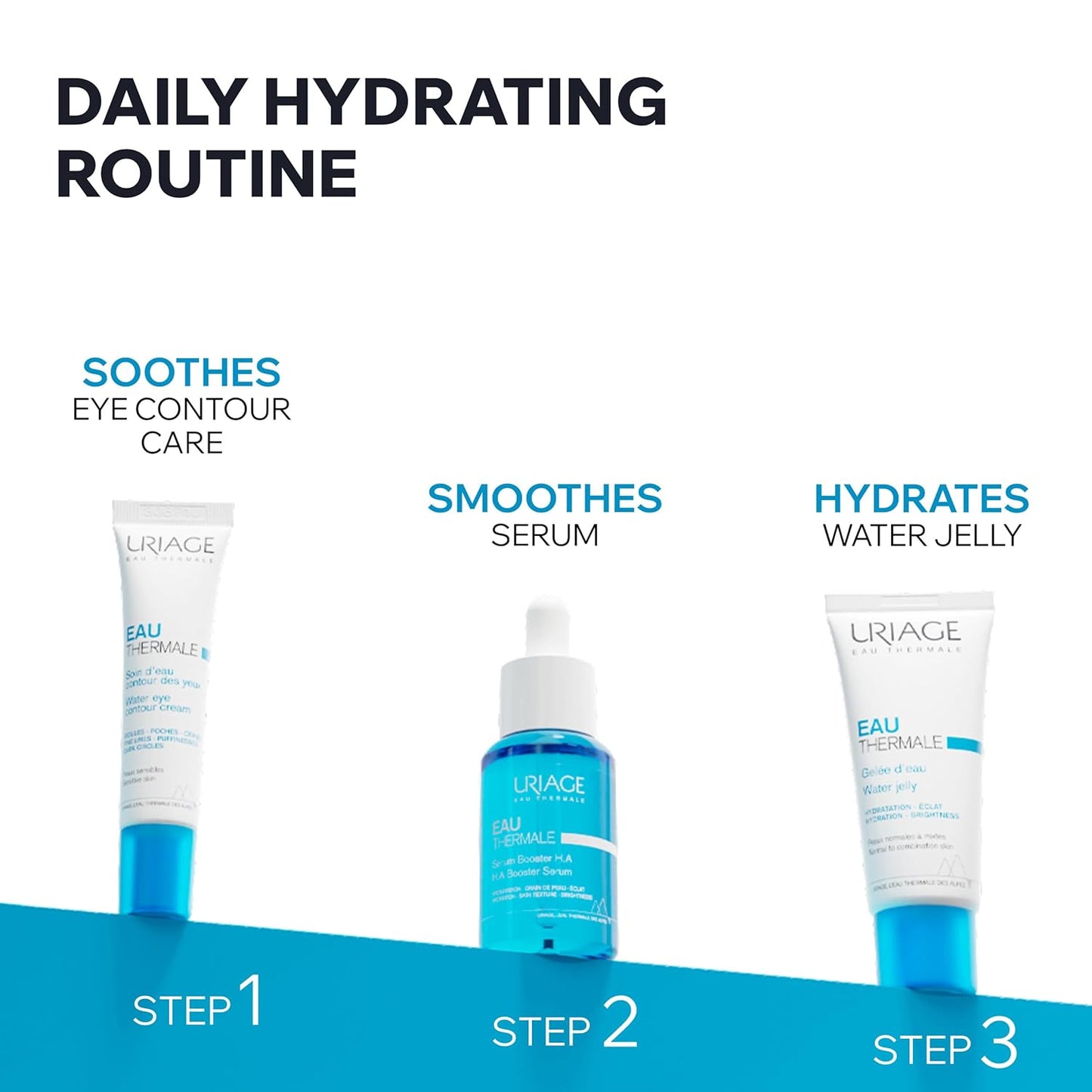 Uriage Moisturizing Face Gel - 24H Hydration with Hyaluronic Acid | Lightweight Floral Scent for Oily Skin