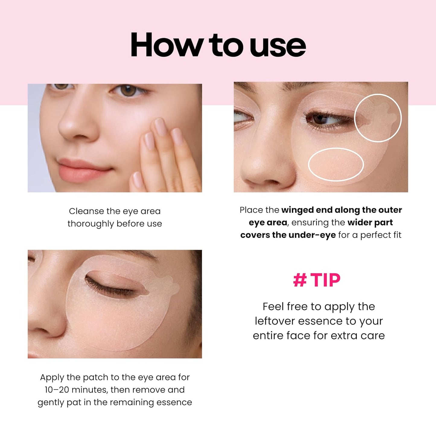 Skiennix 360° Collagen Eye Masks - Korean Under Eye Patches for Fine Lines & Dark Circles, 50 Masks