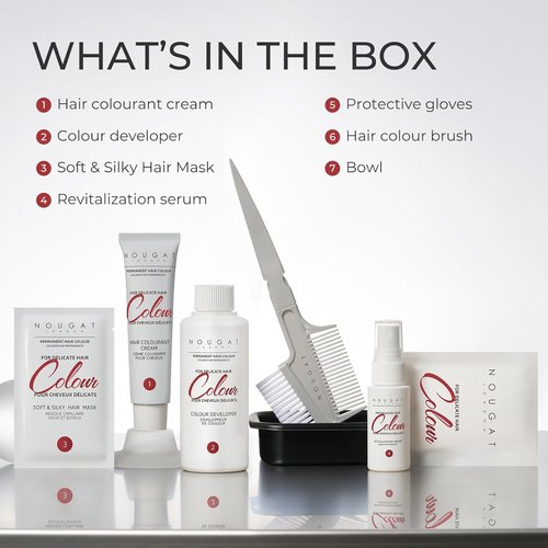 NOUGAT Mocha Permanent Hair Color Kit | 100% Gray Coverage, Ammonia-Free & PPD-Free - Nourishing Anti-Aging System