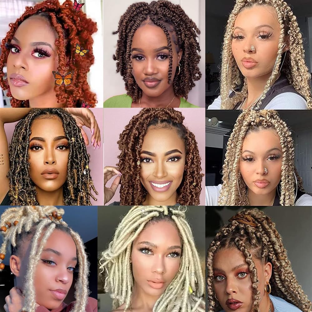 Marley Twist Braiding Hair Marley Twist Hair Springy Twist Hair Afro Twist Hair 14 Inch 7 Packs Pre Separated Pre Fluffed Twist Hair for Braids Marley Crochet Hair Extensions (T30,7Packs)