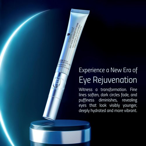 Cosmetisse Intensive Eye Cream - Vibrating Metal Applicator, Snail Filtrate & Vitamin E | Reduces Dark Circles & Puffiness (0.68oz/20ml)
