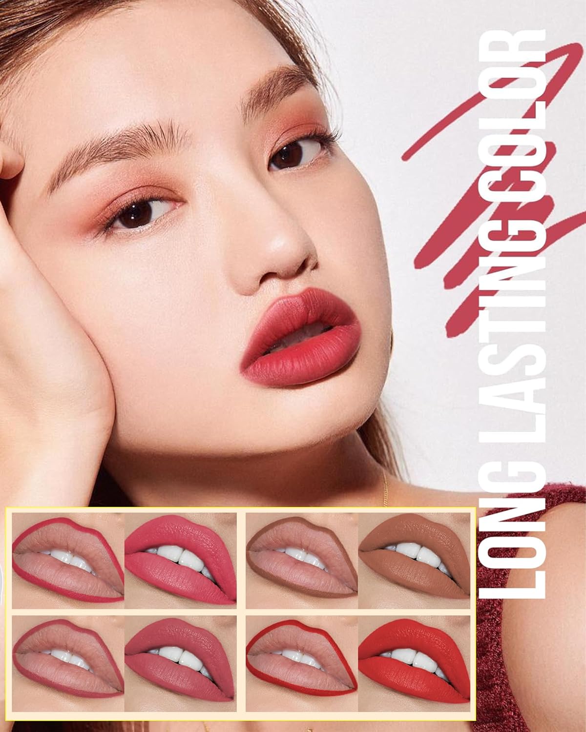 Skiennix Lip Stain Liner Pen Set | 4 Pcs Hydrating Lip Liner Kit with Long-Lasting Waterproof Matte Finish