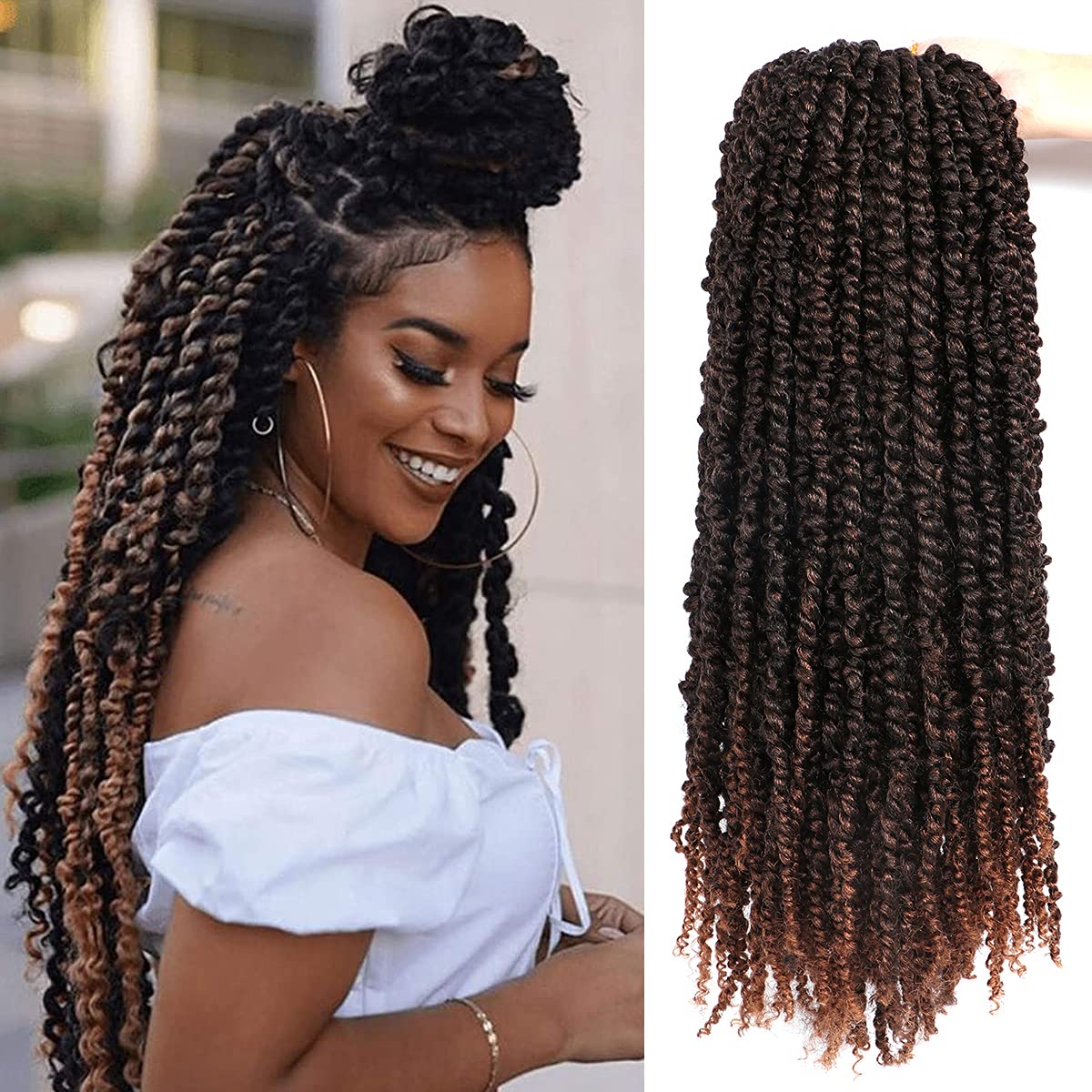 8 Packs Passion Twist Crochet Hair 20 Inch Prelooped Crochet Braids Pretwisted Spring Twist Crochet Hair for Black Women (20 Inch (Pack of 8), T30#)