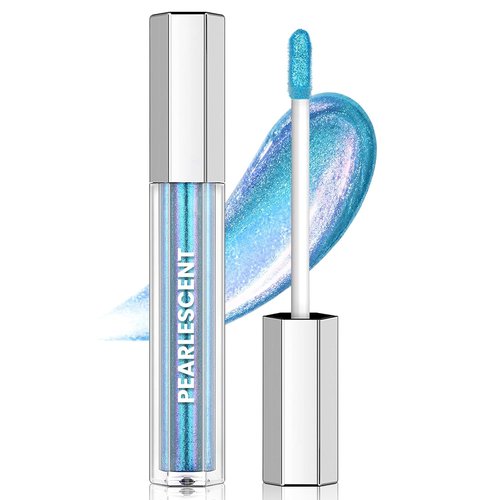 HOSAILY Blue Glitter Lip Gloss - Long-Lasting Iridescent Diamond Shimmer | Waterproof Sparkly Makeup