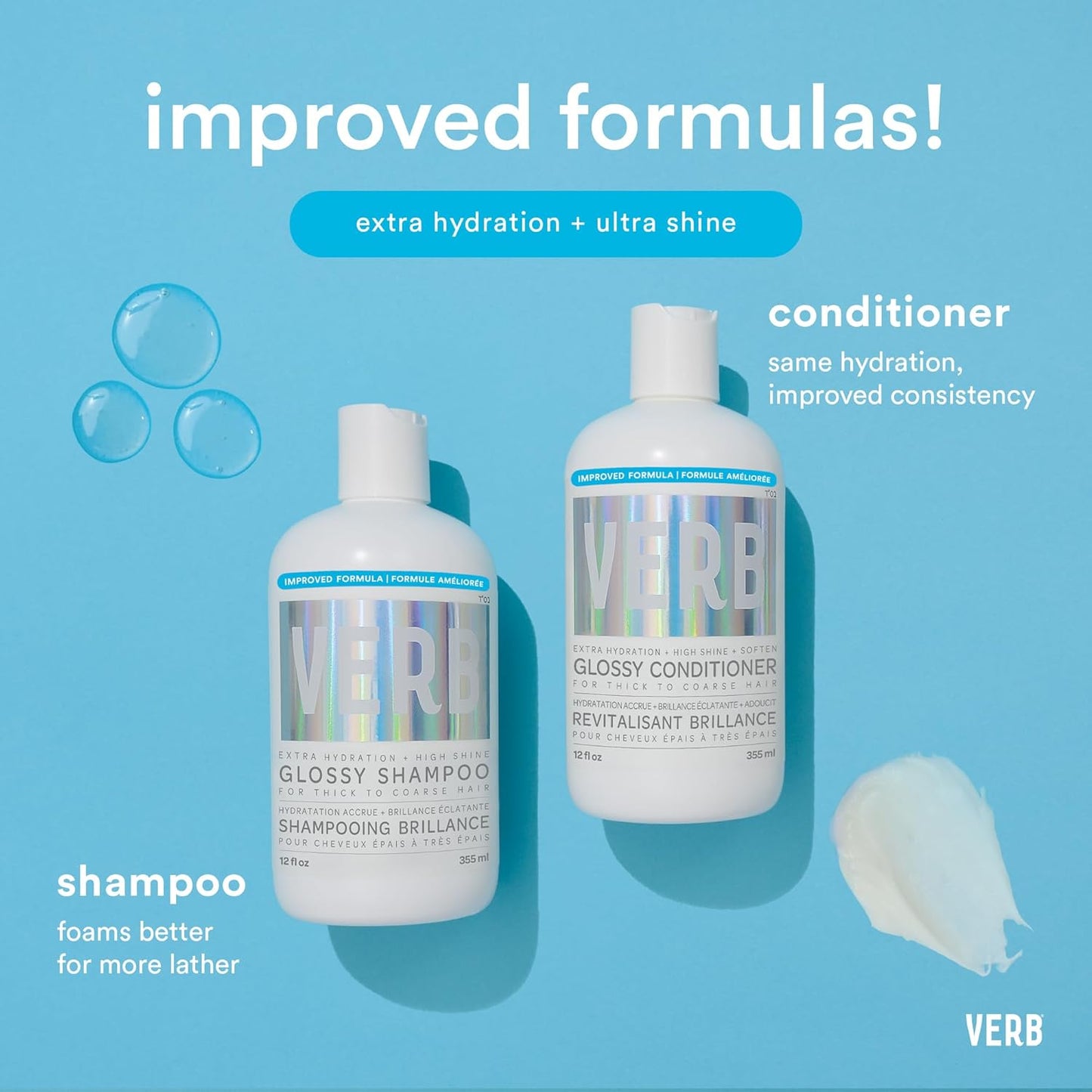 VERB Glossy Conditioner - Conditions, Detangles & Adds High Shine for Thick Coarse Hair - Vegan & Sulfate-Free