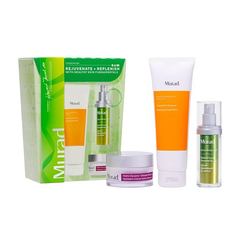 Murad Rejuvenate + Replenish Set - 3-Piece Full-Sized Skin Care Regimen for Total Health | Cleanser, Serum, Moisture