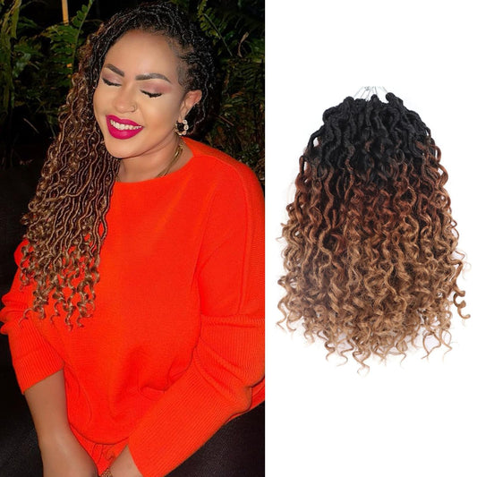 Goddess Locs Crochet Hair 8 Inch 7 Packs Curly Faux Locs Crochet Hair River Locs Crochet Hair for Black Women Crochet Braids with Curly Ends (8 Inch,1B3027)