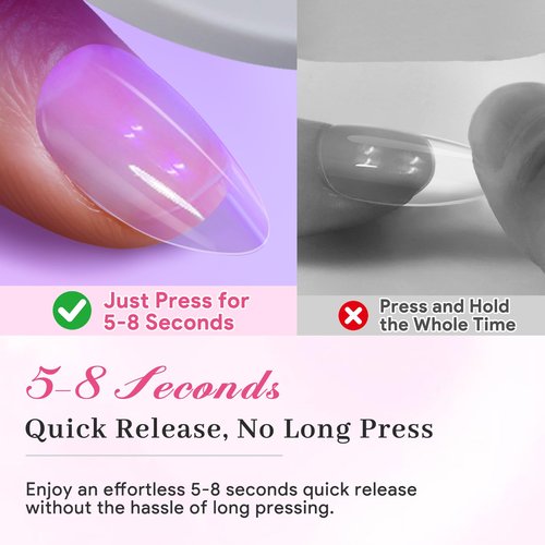 Qiek Nail Tips Gel Glue 15g - Lamp Curing Solid Nail Glue for False Acrylic Nails, Crystal Clear Long Lasting 28 Days No Yellowing Salon Quality DIY Home Manicure Beginner-Friendly